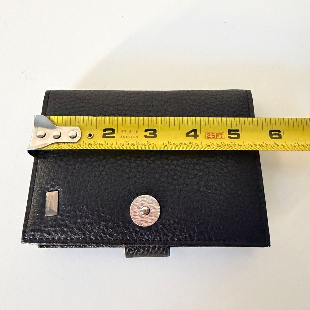 Black Faux Leather Wallet Snap Closure Compact Card Holder - Picture 4 of 6